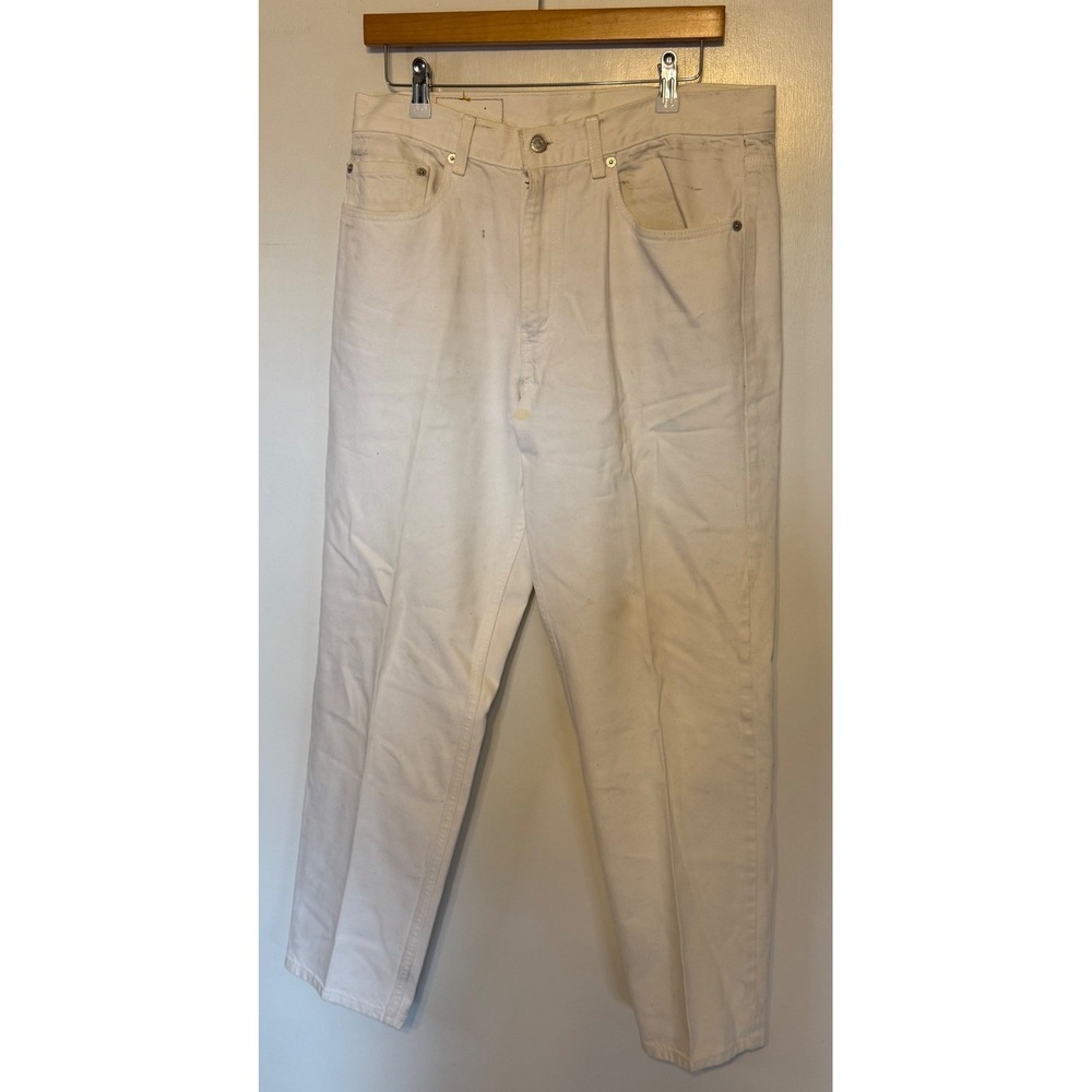 Levis 550 Relaxed Fit White Denim Jeans Mens 34x32 Vintage Style Cotton Pants